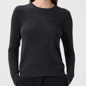 Quince 100% Mongolian Cashmere Crewneck Sweater Sz M Dark Gray Charcoal
